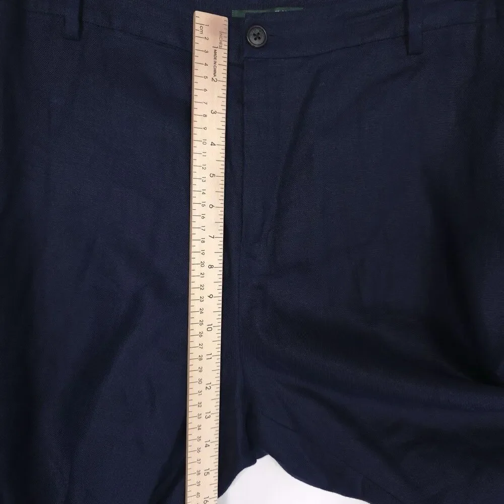 LAUREN RALPH LAUREN‎ New Women’s Pants 16W Navy 100% LINEN Trousers Wide Leg